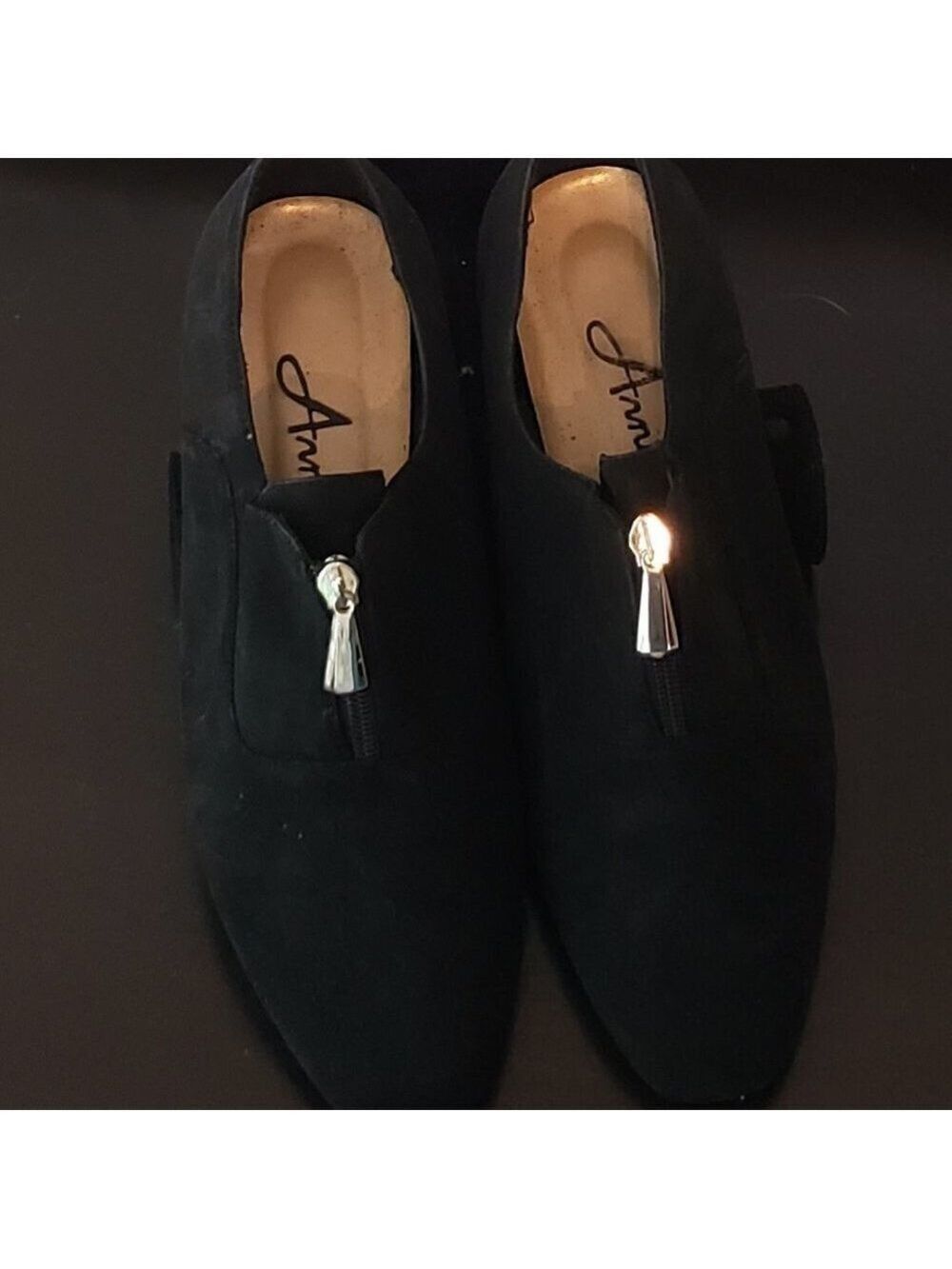 Ladies ANNIE Black Suede Booties w/Zipper - 8WW